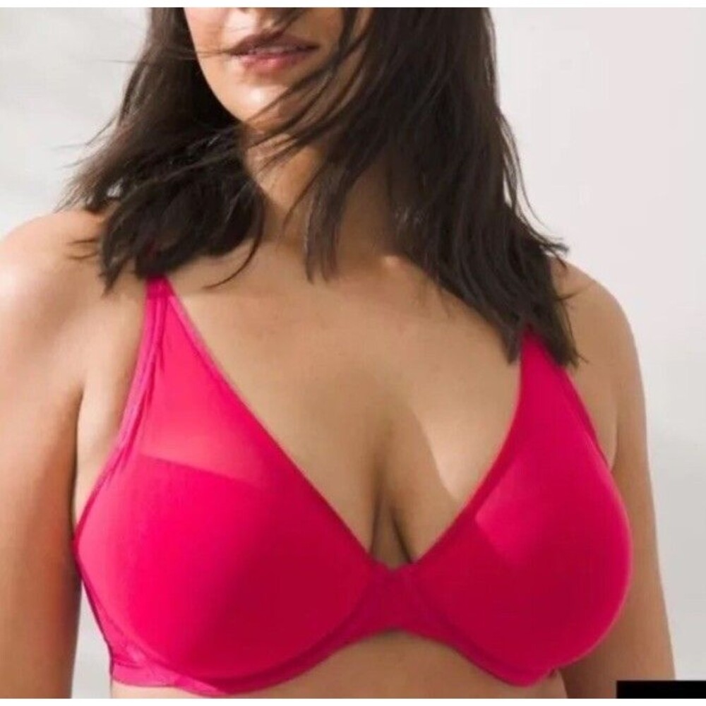 Soma 36D Lightest Lift Mesh Plunge Bra ~ Pink